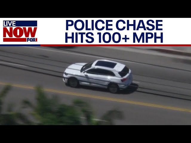 Dangerous police chase: Suspected stolen white Audi hits speeds of 100+ mph | LiveNOW from FOX