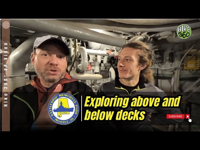 Exploring above and below decks on the USS Alabama Battleship - Mobile, AL (Hike 360° VR Video)