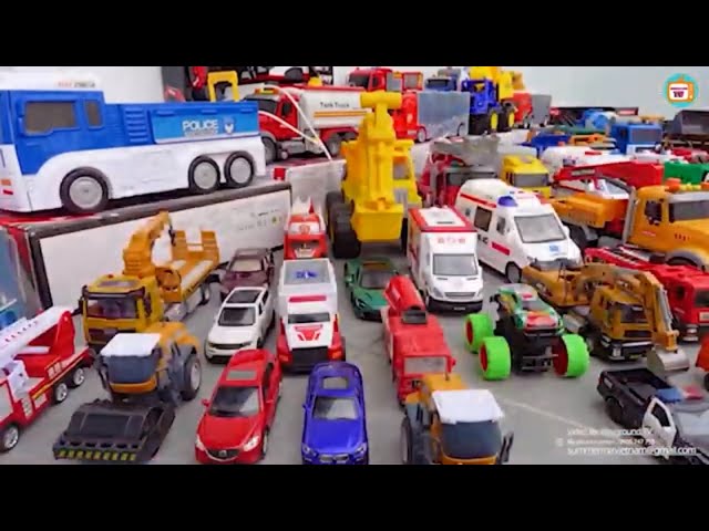 Box of supercars,racing cars,off-road vehicles,fire trucks,ambulances,police cars,tractors L7#138