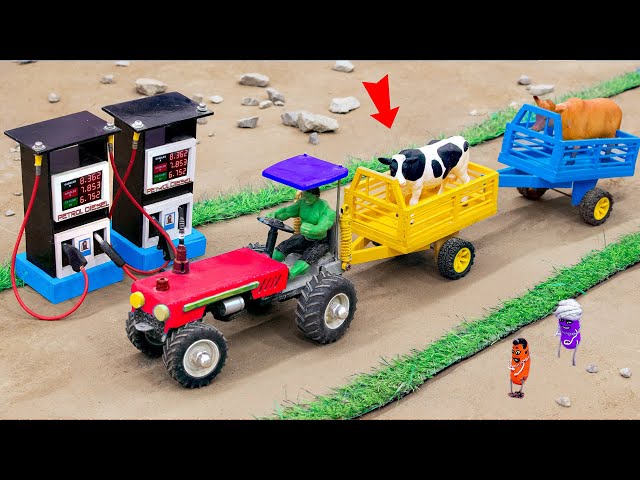 Top Diy tractor Making Mini Garage, Gas station for tractors construction || Village Farm