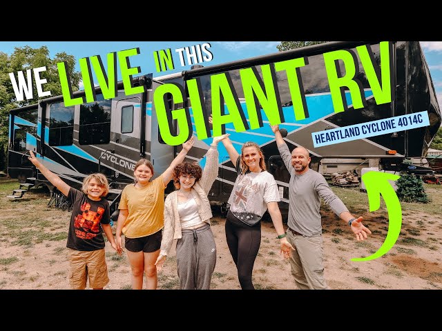 Family of 5 LIVES in GIANT RV // Tour Heartland Cyclone 4014C // 47ft Toyhauler