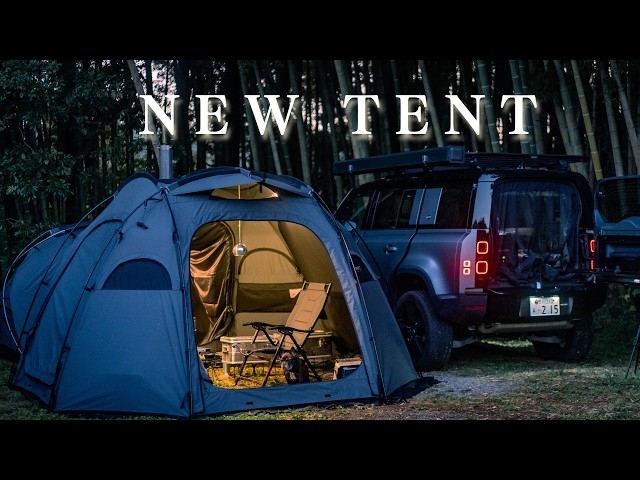 Preparing for winter camping with new tent x wood stove! Camping with JEEP and DEFENDER , 4K HDR.