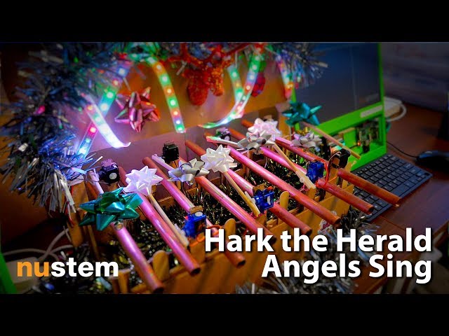 @NUSTEMxmas robot glockenspiel   Hark the Herald Angels Sing