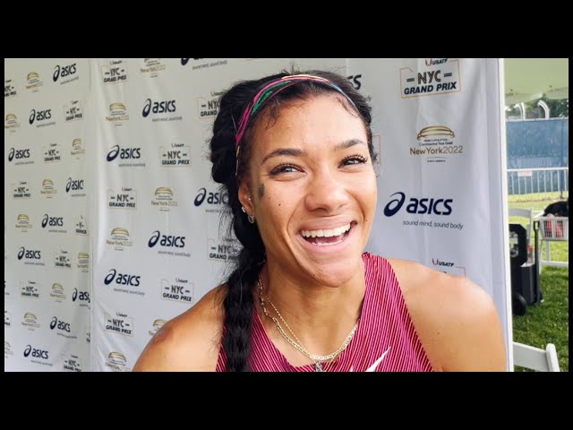 Gianna Woodruff feeling great after winning the 400m Hurdles in 54.35 seasons best at NYC Grand Prix