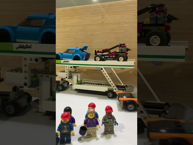 LEGO Vintage Car Transporter  | Unloading 3 Classic Cars! Spectators Watch #legotoys #shortsviral