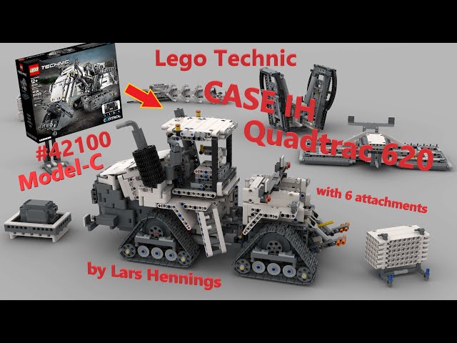 Lego Technic 42100 alternate build Case IH Quadtrac 620 with 6 attachments