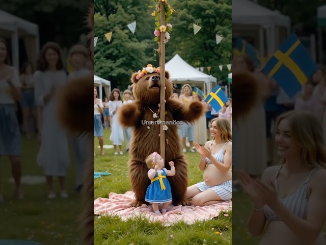 Dancing Through Sweden’s Midsummer Festival!🐻🤰👶