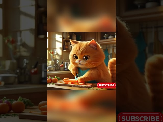 Orange Cat Becomes a Chef?! Shopping & Cooking Chicken! 🍗🐱🔥 #kucingoren #kucinglucu