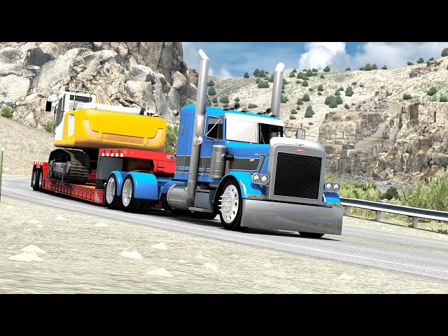 Peterbilt 359 *Hauling Heavy Construction Equipment* -  American Truck Simulator