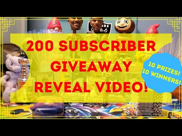 200 Subscriber Giveaway Reveal Video! 10 Prizes! 10 Winners! Griffey RC, Hidden Fates & MUCH MORE!