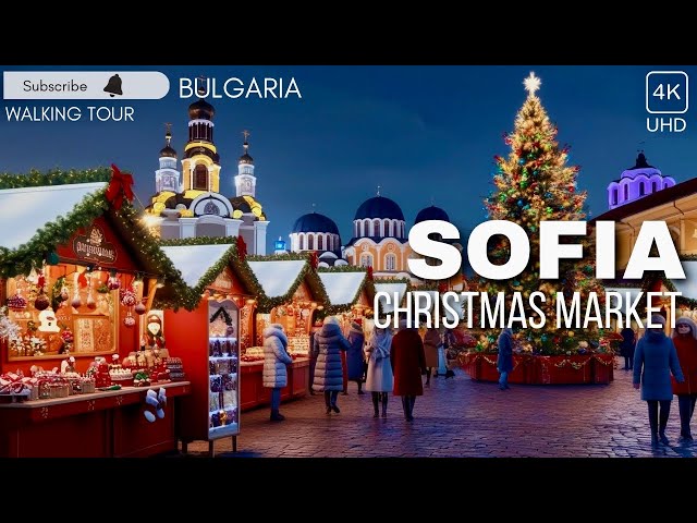 Tur Jalan Kaki 4K di Sofia, Bulgaria | Keajaiban Natal & Landmark Ikonik