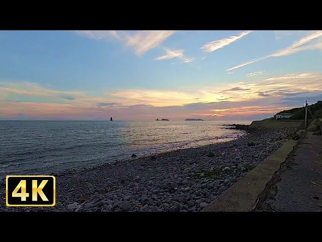 [360 ° video] 64 minutes relaxing at 4K sunset sound of waves