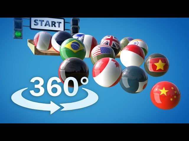 Marble Race: 360 panorama spherical video. Marble Race Tournament. Relaxing and Fun Video. ASMR. VR