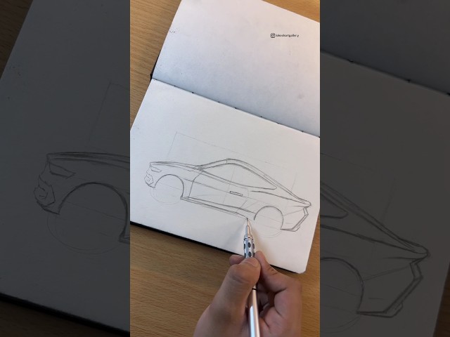 Drawing Car 🚗 using Charcoal (Mustang) ✨ #shorts