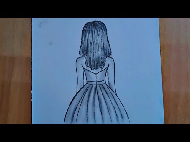 Very Easy Back Side Girl Drawing //Easy drawing for beginners