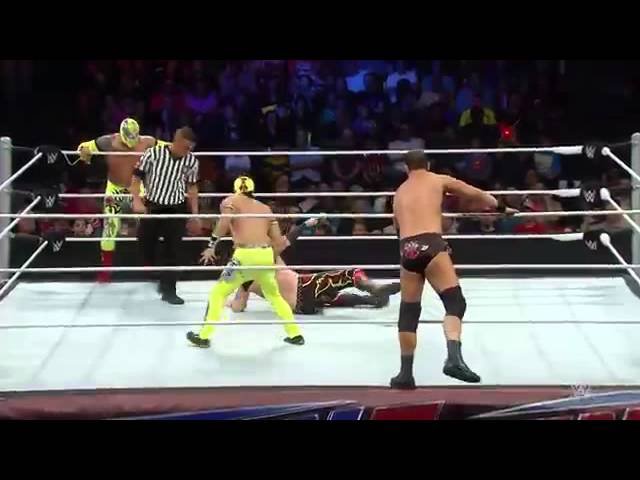 The Lucha Dragons vs Curtis Axel and Heath Slater. WWE- main event, 2015 february 21.