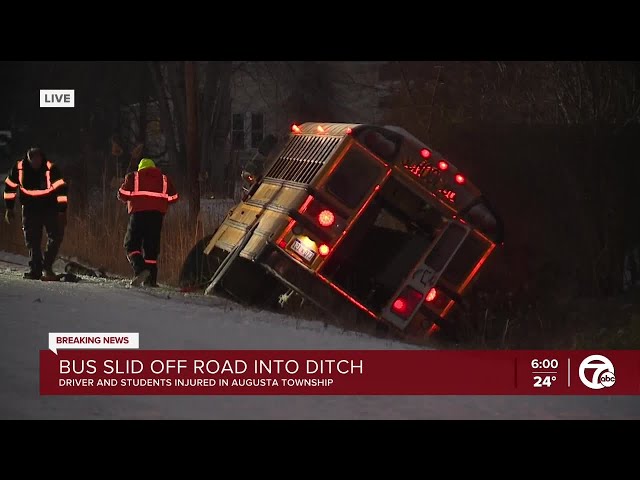 Kids, school bus driver injured during crash on icy road in Washtenaw County