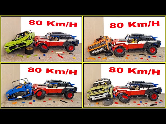 Lego Technic car CRASH compilation 🚨 80 Km/H 🚨 Mercdes VS Shelby VS Land Rover VS Ford