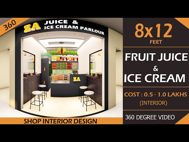 8x12 Juice Shop interior design ideas | Small Ice Cream Shop Interior Design Ideas | 360 video