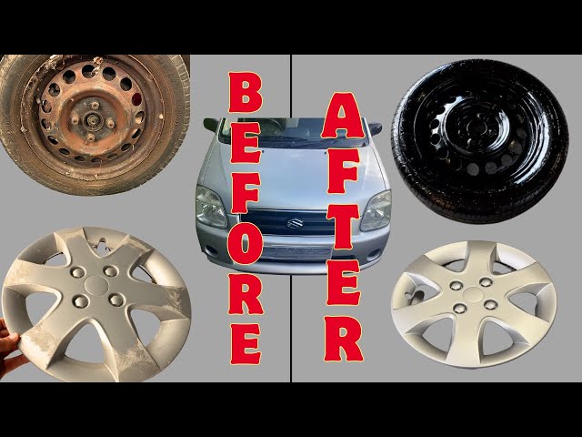 Suzuki wagon R + part 3 wheels and trims refurb how to video restoration