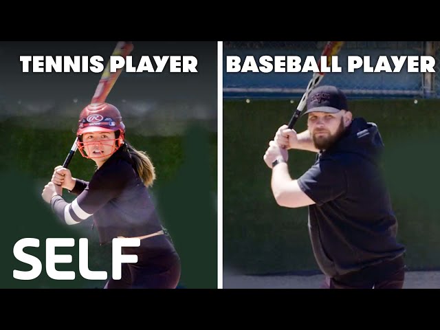 Tennis Players Try To Keep Up With Baseball Players | SELF