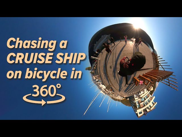 VR 360 Chasing a CRUISE SHIP on a bicycle! | Insta360 One X2