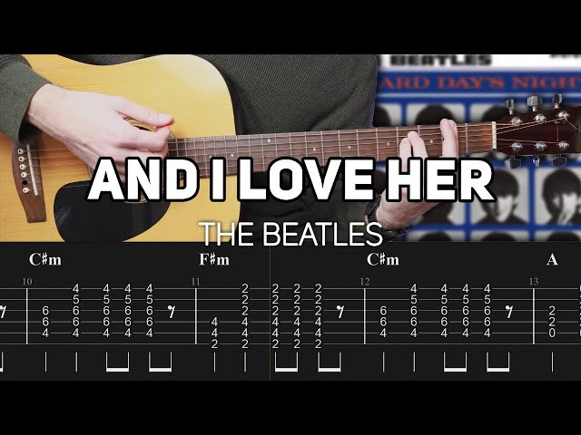 The Beatles - And I Love Her (Guitar lesson with TAB) + Kurt Cobain's Version