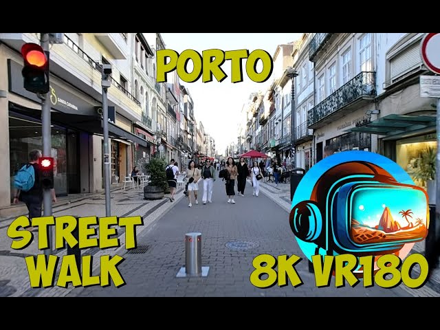 30 Porto Portugal walking through the city shopping areas 8K 4K VR180 3D Travel