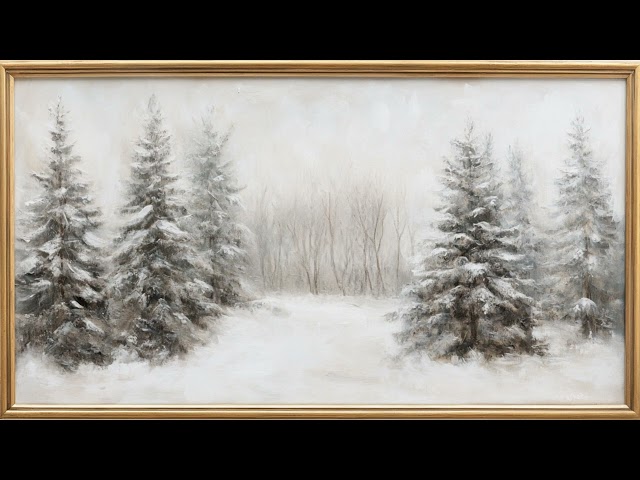 Experience the Magic of Winter Ambience with this 2h Snow Painting TV Frame | Snow Ambience