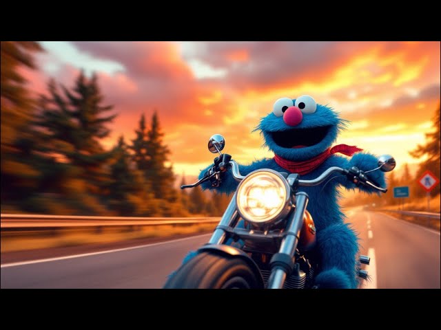 Grover on a Motorcycle in 3D: Hilarious Riding Adventure!