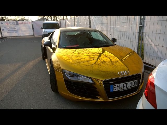 GOLD Audi R8 LOUDEST IN GERMANY!! Revs and Start Up | TvdL Films