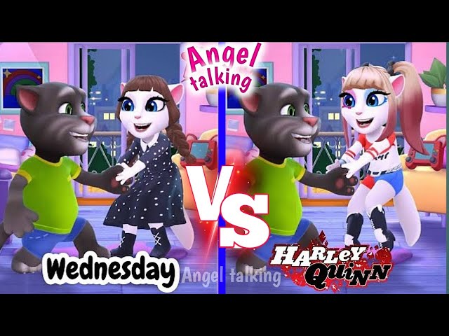 My Talking Angela 2 And Tom || Wednesday VS Harley Quinn || Gameplay Walkthrough|| Cosplay