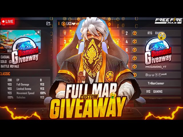 FREE FIRE LIVE CUSTOM ROOM GIVEAWAY | FF LIVE TEAM CODE GIVEAWAY | FF LIVE GIVEAWAY DJ ALOK |FF LIVE