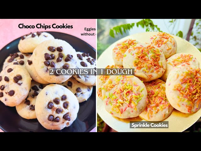 2-in-1 Cookies Recipe: Ek Dough Se Do Swad| Choco Chips Cookies | Sprinkle Cookies |कुकीज़ रेसिपी |