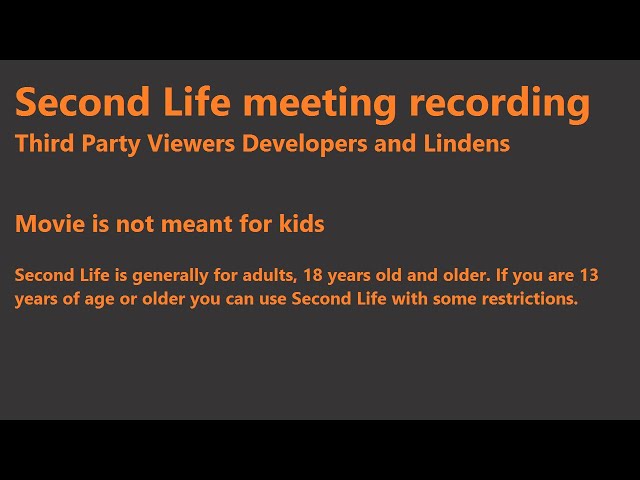 Second Life: Third Party Viewer meeting (3 September 2021)