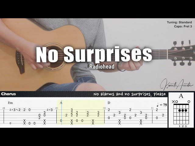 No Surprises - Radiohead | Fingerstyle Guitar | TAB + Chords + Lyrics