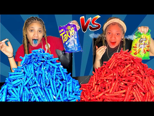 BLUE TAKIS VS DYNAMITE DORITOS!!￼