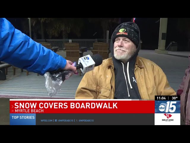 Man with cancer is granted bucket list wish with snow on the beach in Myrtle Beach