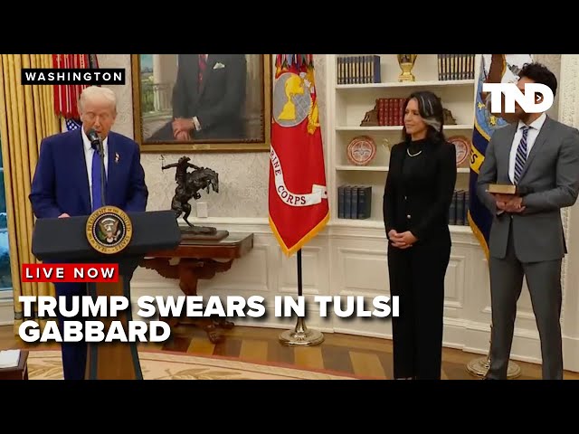 President Trump speaks to reporters, swears in Tulsi Gabbard Director of C.I.A.