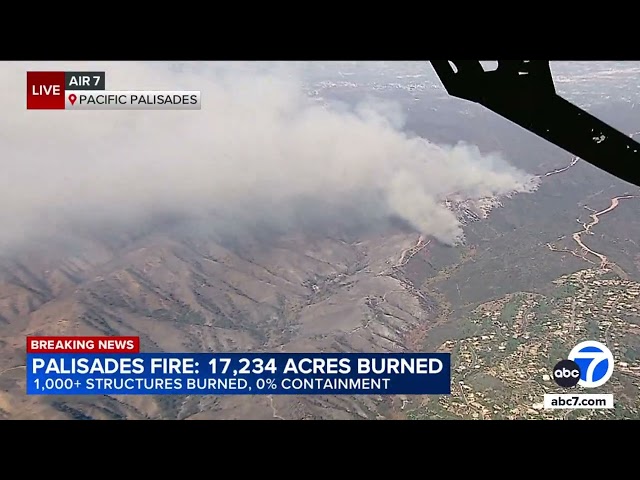 Aerial video from AIR7 shows widespread destruction in Pacific Palisades after inferno