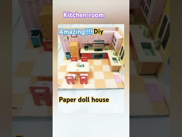 Paper doll house kitchen room #diy #origamipaper #papercraft #art #craft #paperdoll #origami