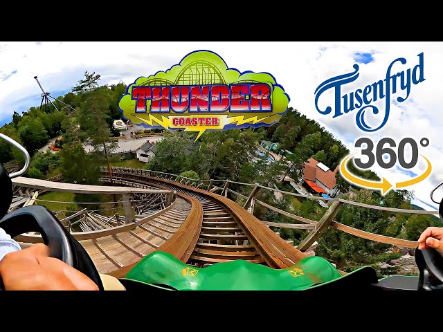 VR 360 Thundercoaster On Ride Front and Middle Seat POV TusenFryd Norway 2023 08 09