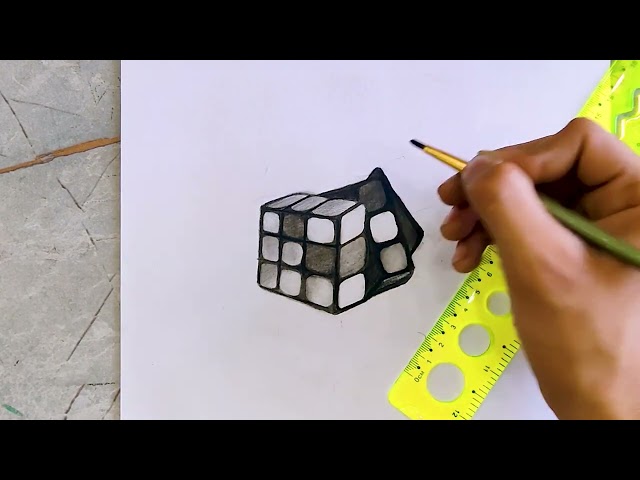 3D DRAWING  | cube & banana | 3d artworks