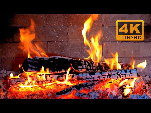 🔥 FIREPLACE 4K. Relaxing Fireplace with Burning Logs and Crackling Fire Sounds