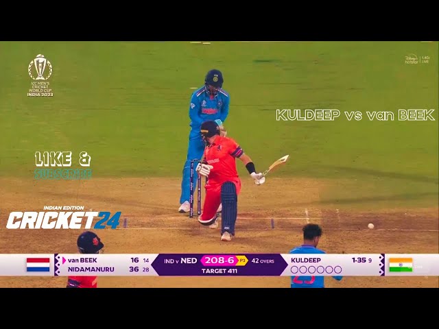 INDIA vs NED Trying to Re-Create van Beek Wicket vs Kuldeep Yadav in CRICKET 24