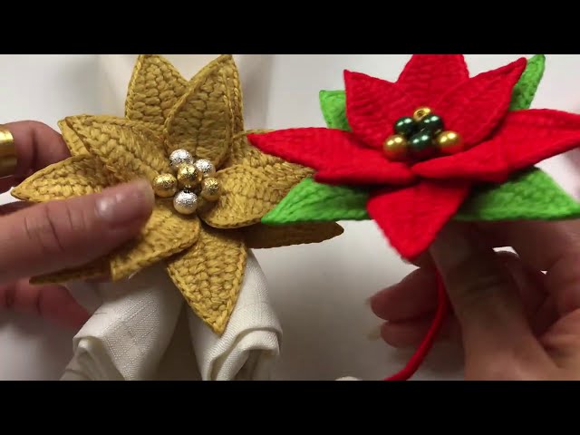 Crochet Napkin Ring - Crochet Poinsettia Flower