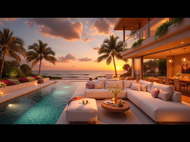 Dreamy Sunset & Bossa Nova Jazz | Relaxing Evening at Luxury Villa by the Sea