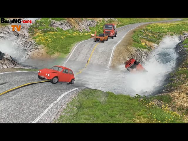 Cars vs Heavy water flowing vs LOG BRIDGE vs CARS VS DEEP RIVER #58 - BeamNG.drive | BeamNG-Cars TV