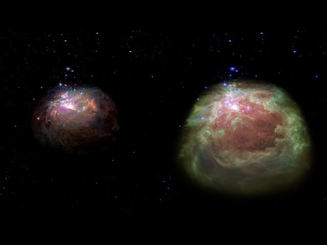 Flight Through the Orion Nebula in Visible and Infrared Light - 360 Video