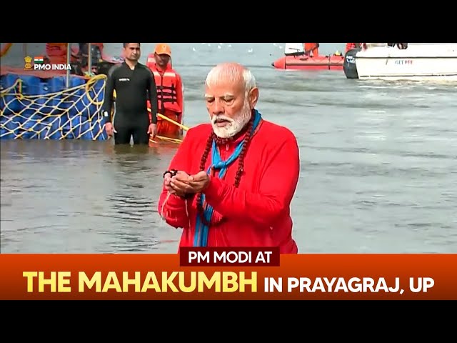 Prime Minister Narendra Modi at the Mahakumbh in Prayagraj, Uttar Pradesh